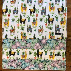 FOUR Handmade Reversible Placemats: Llamas 🦙&🌵